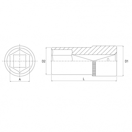 JONNESWAY Головка торцевая глубокая 1/4"DR, 11 мм, длина 50 мм