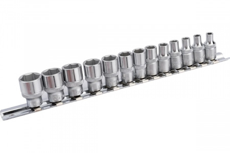 FORCE Набор головок 1/4" 4-14 мм 6-гранных 13 пр. на держателе