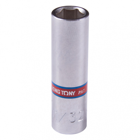 KING TONY Головка торцевая глубокая шестигранная 1/4", 7/16", дюймовая