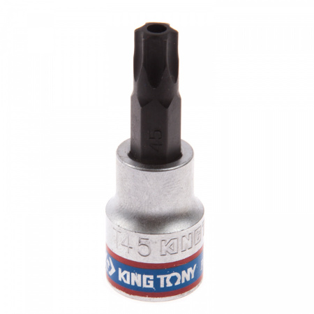 KING TONY Насадка (бита) торцевая 3/8", TORX, T45, L = 50 мм, с отверстием