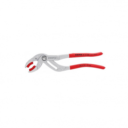 Knipex Клещи переставные трубные, зев 10-75 мм, длина 250 мм, пластиковые насадки на губках, хром.