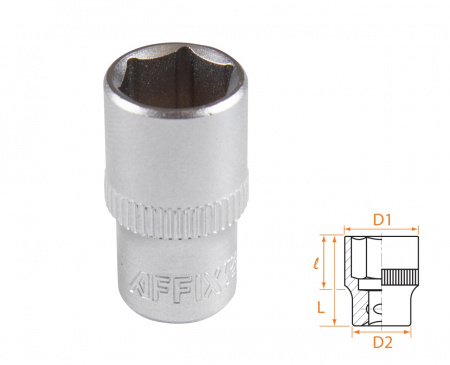 AFFIX Головка торцевая стандартная шестигранная 1/4", 10 мм