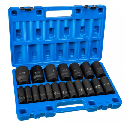 GARWIN PRO Набор ударных головок дюймовых глубоких 1/2", 78 мм, 19 пр., 3/8" — 1-1/2"