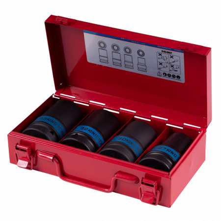KING TONY Набор ударных глубоких торцевых головок 1", шестигранные, 27-33 мм, 4 предмета